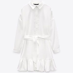 Zara Ruffled Satin Effect Mini Dress